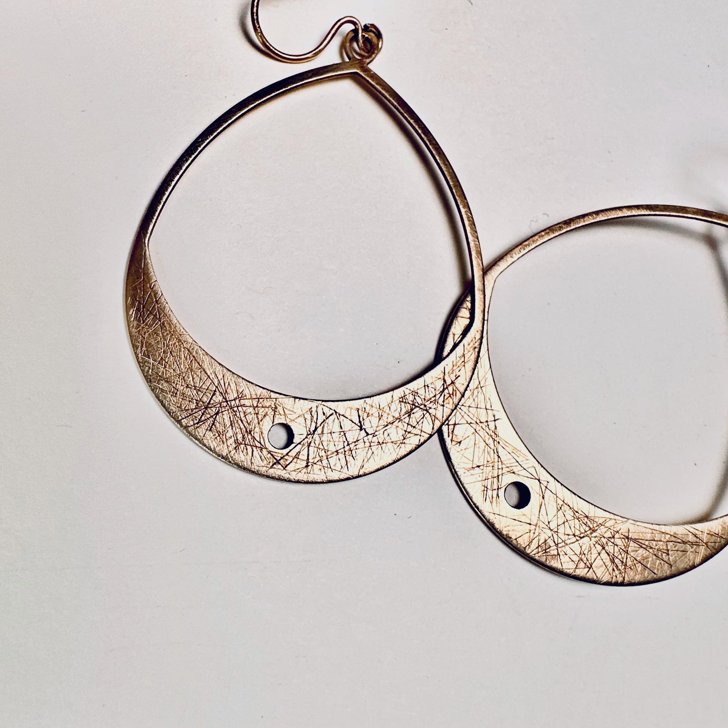 Etched Brass Teardrop Earrings – Geometric Statement Jewelry