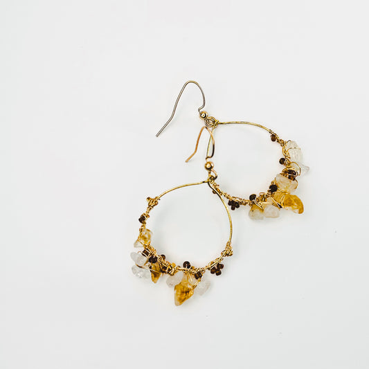 Solar Pulse– Citrine & Quartz Gemstone Hoops