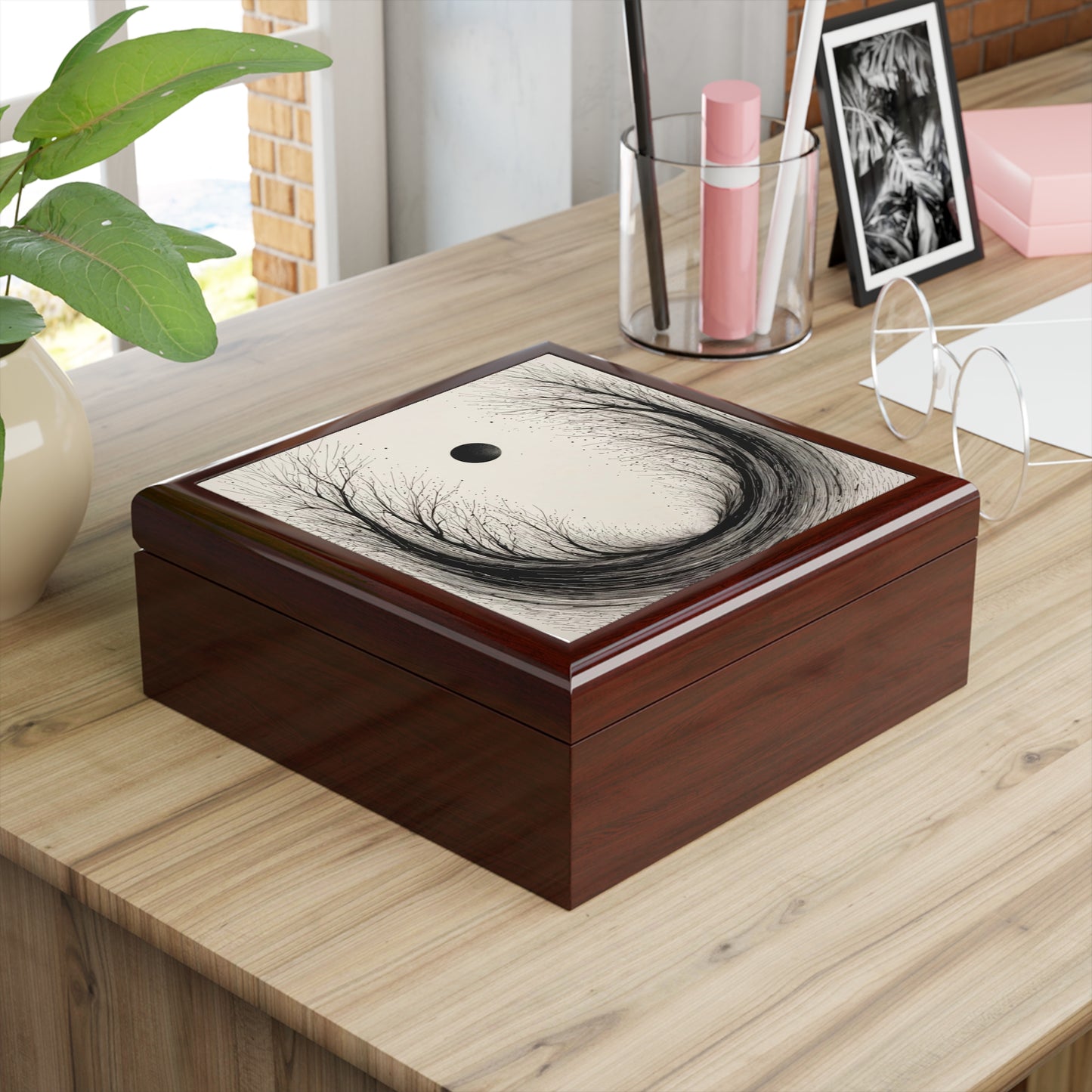 Lunar Veil Custom Art Jewelry Box – Handmade Decorative Keepsake Storage for Gifts, Memorials & Special Occasions