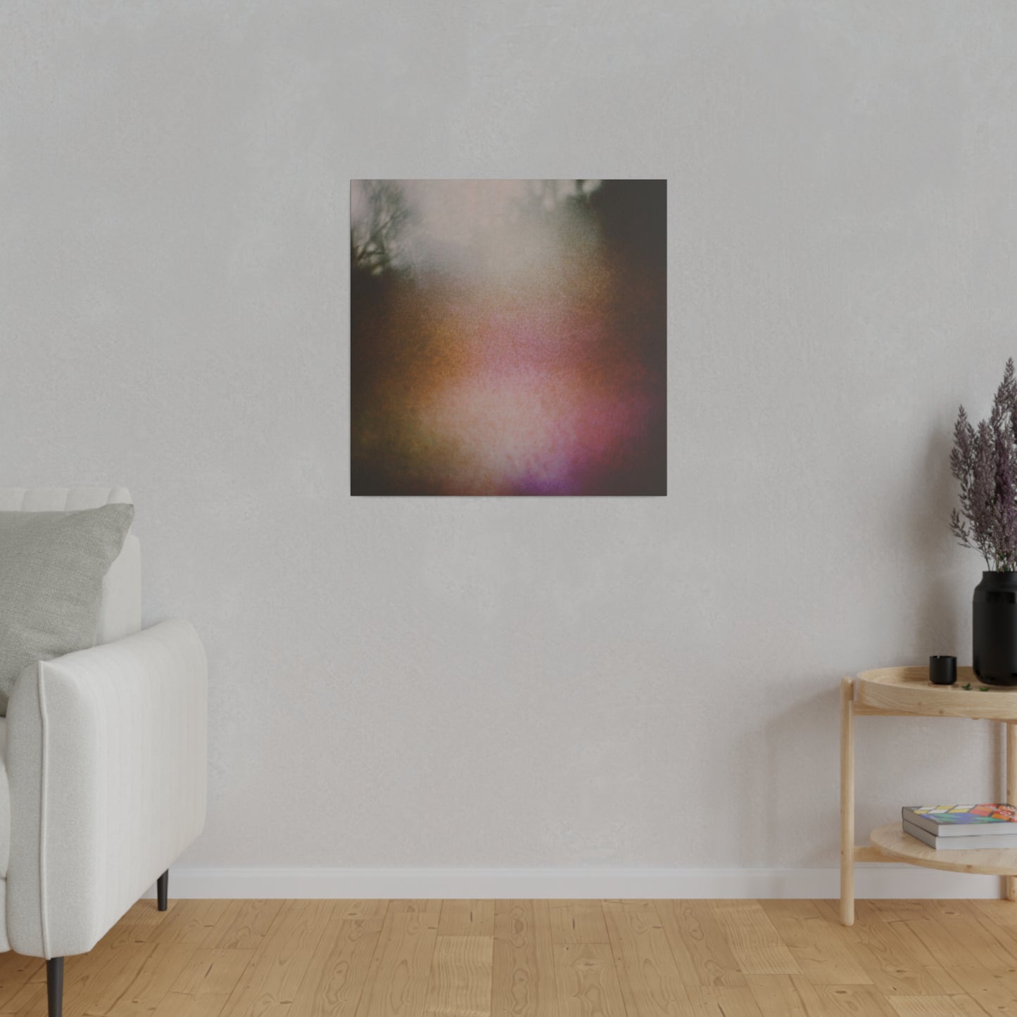 Muted Neon Ethereal Abstract Meadow Dreamscape Wall Art on Matte Canvas