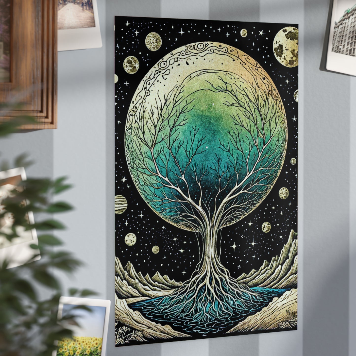 Lunar Rooted Moon Tree of Life Art Unframed Print Celestial Wall Art Decor