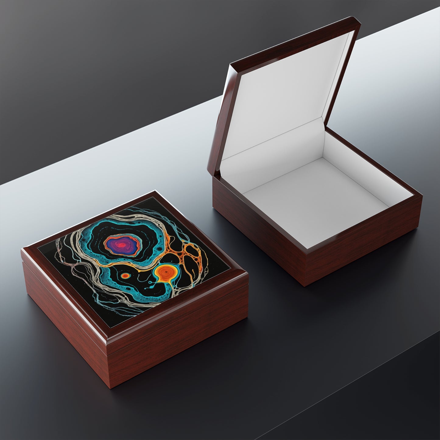 Fractal Pulse Psychedelic Swirl Jewelry Box Cosmic Vortex Design