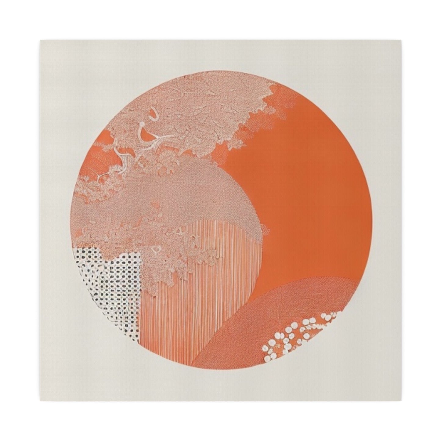 Japandi Orange Geometric Vintage Wall Art on Matte Canvas