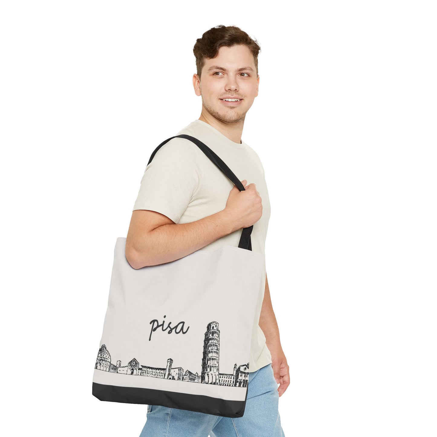 Pisa Travel Tote Bag – Lightweight Wanderlight Tote, Skyline Design, Durable Everyday Adventure Bag