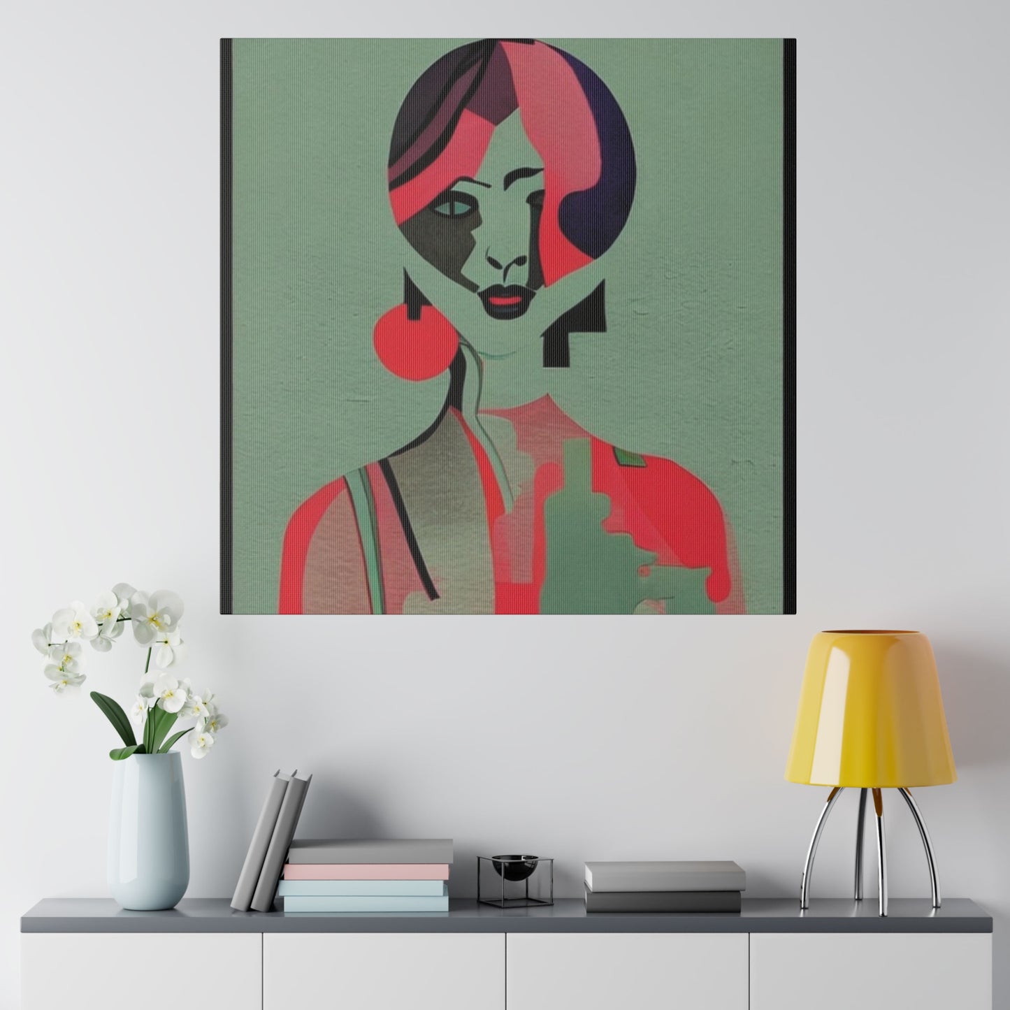 Cherry Bomb Abstract Geometric Portrait Canvas Wall Art