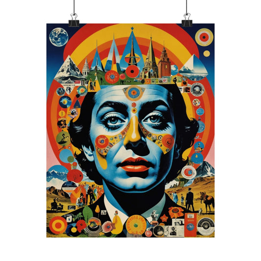Sacred Geometry Crown|Dada Psychedelic Collage Satin Poster (11x14”)