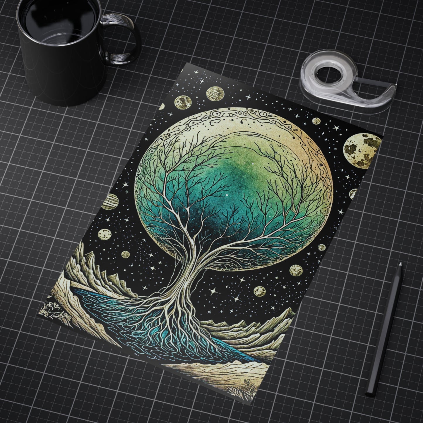 Lunar Rooted Moon Tree of Life Art Unframed Print Celestial Wall Art Decor