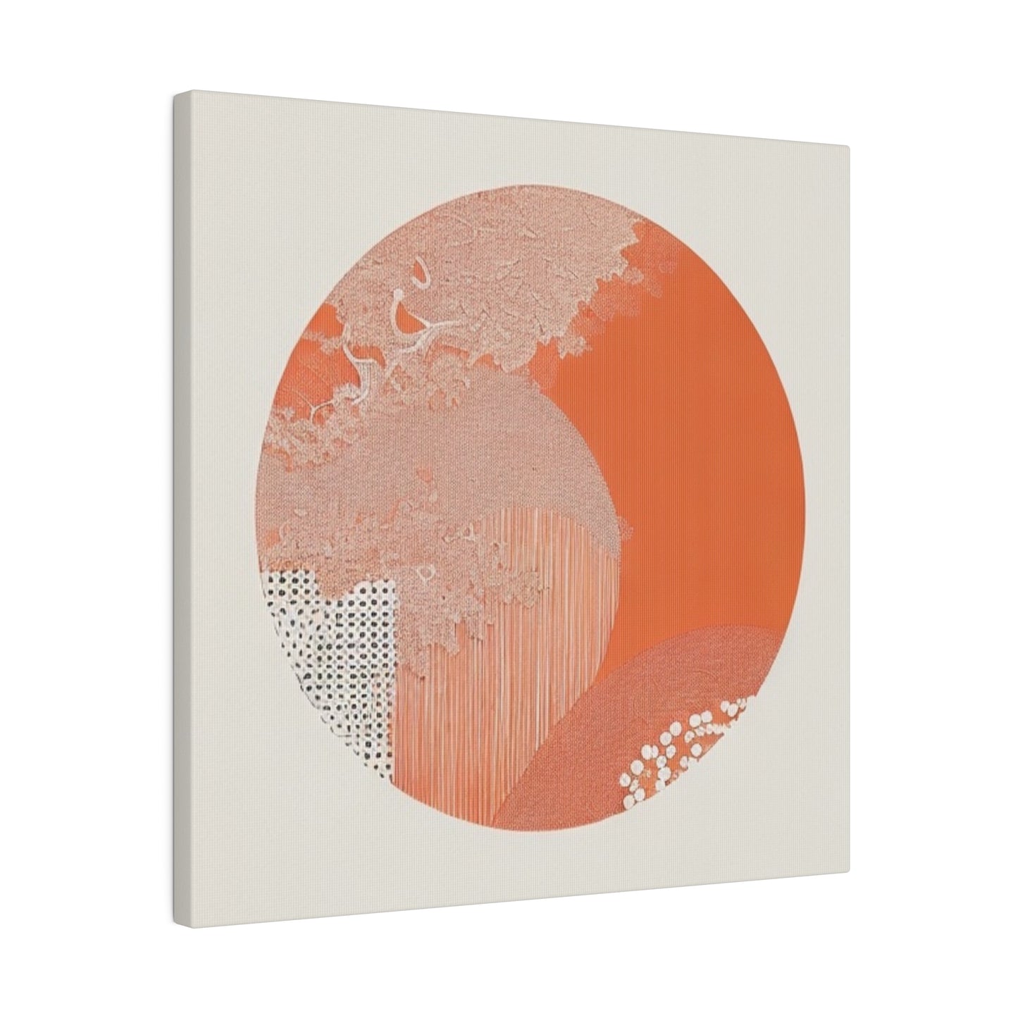 Japandi Orange Geometric Vintage Wall Art on Matte Canvas
