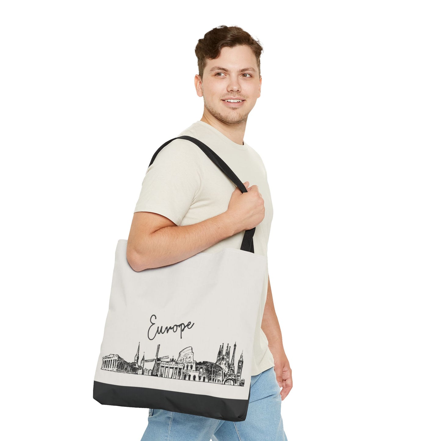 Europe Travel Tote Bag – Lightweight Wanderlight Tote, Skyline Design, Durable Everyday Adventure Bag