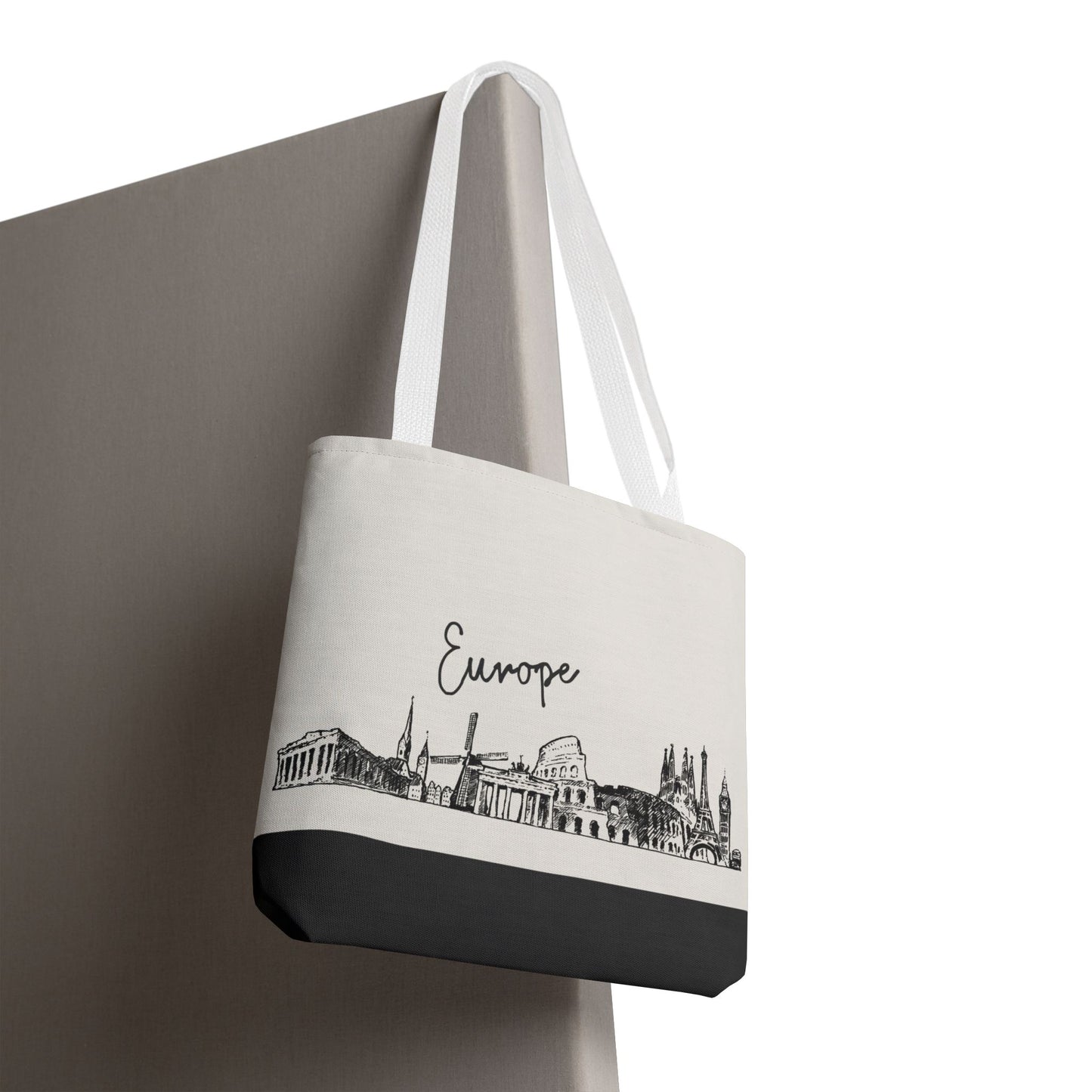 Europe Travel Tote Bag – Lightweight Wanderlight Tote, Skyline Design, Durable Everyday Adventure Bag