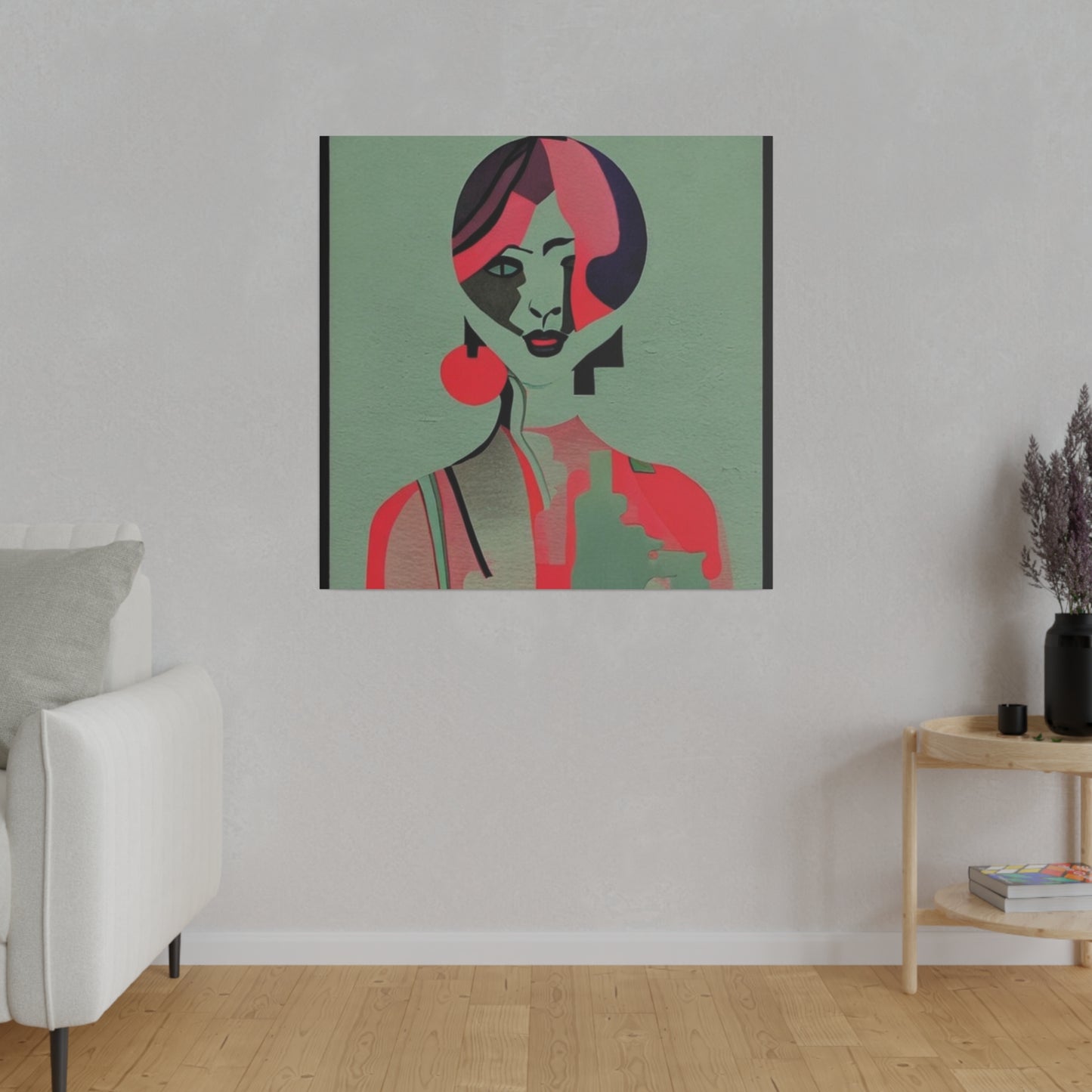 Cherry Bomb Abstract Geometric Portrait Canvas Wall Art