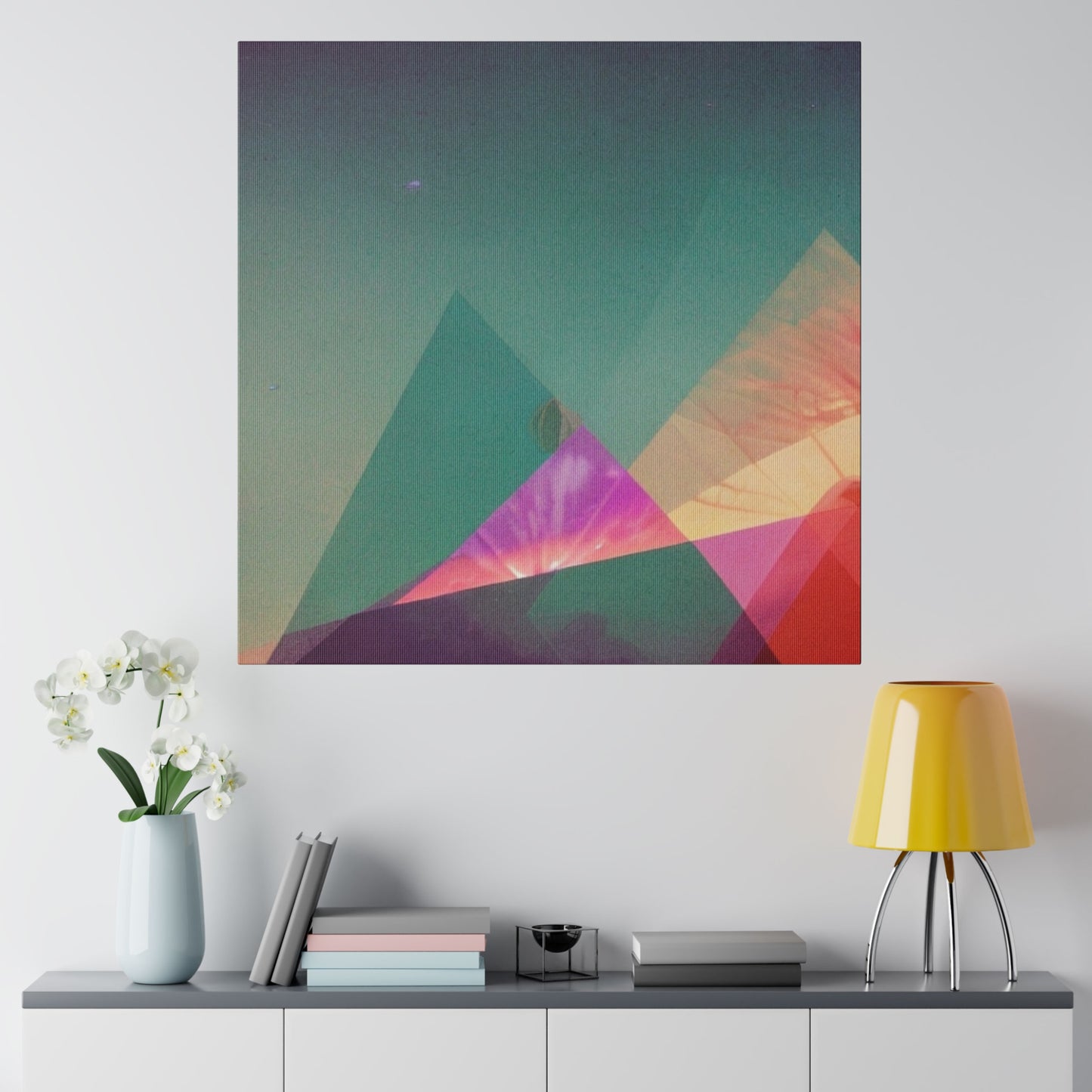 Rainbow Geometric Mountain Prism Wall Art Matte Canvas