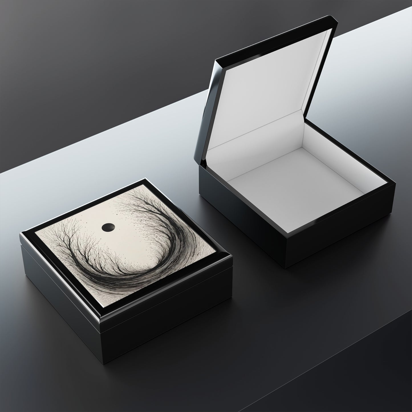 Lunar Veil Custom Art Jewelry Box – Handmade Decorative Keepsake Storage for Gifts, Memorials & Special Occasions