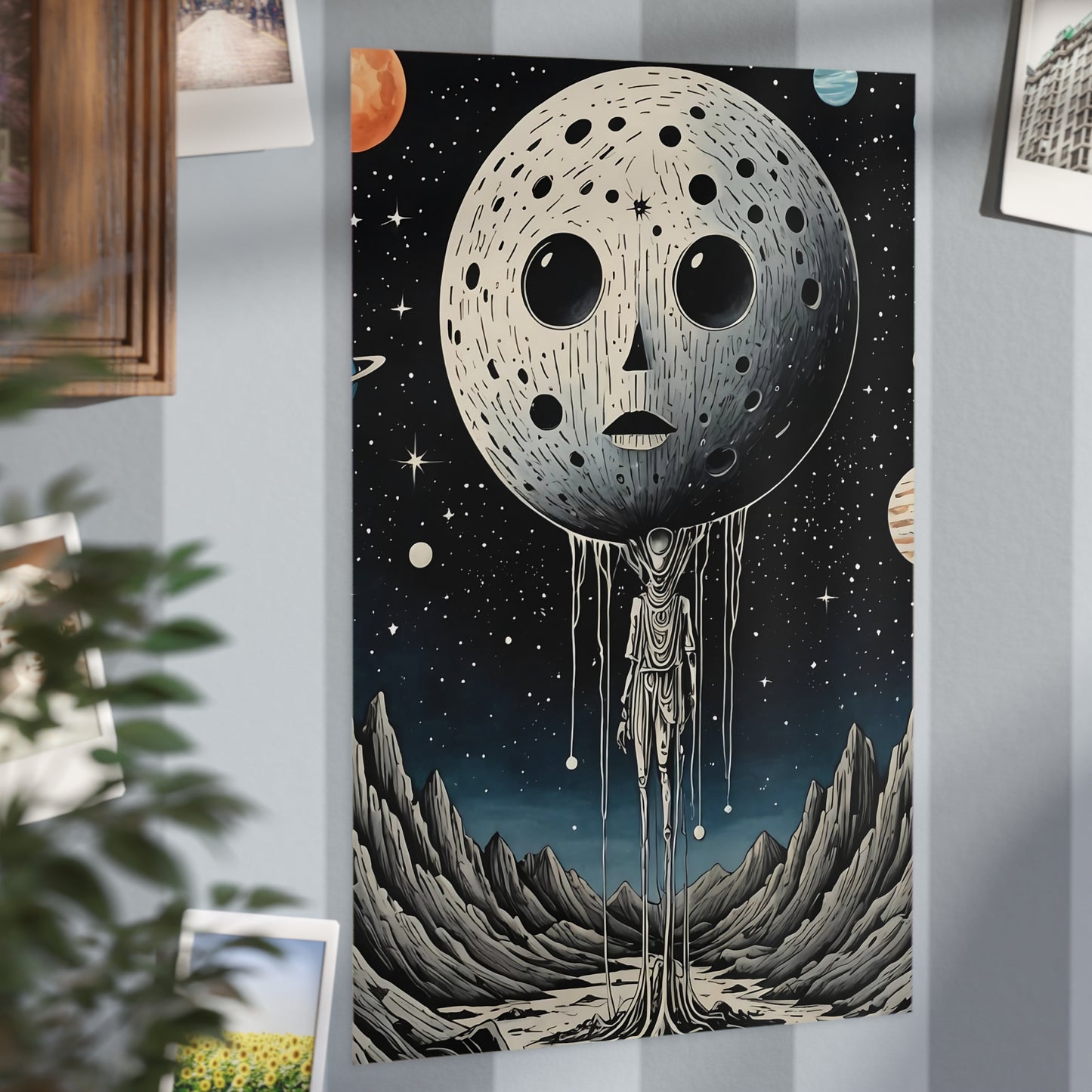 Watcher of the Void Surreal Lunar Being Unframed Art Print