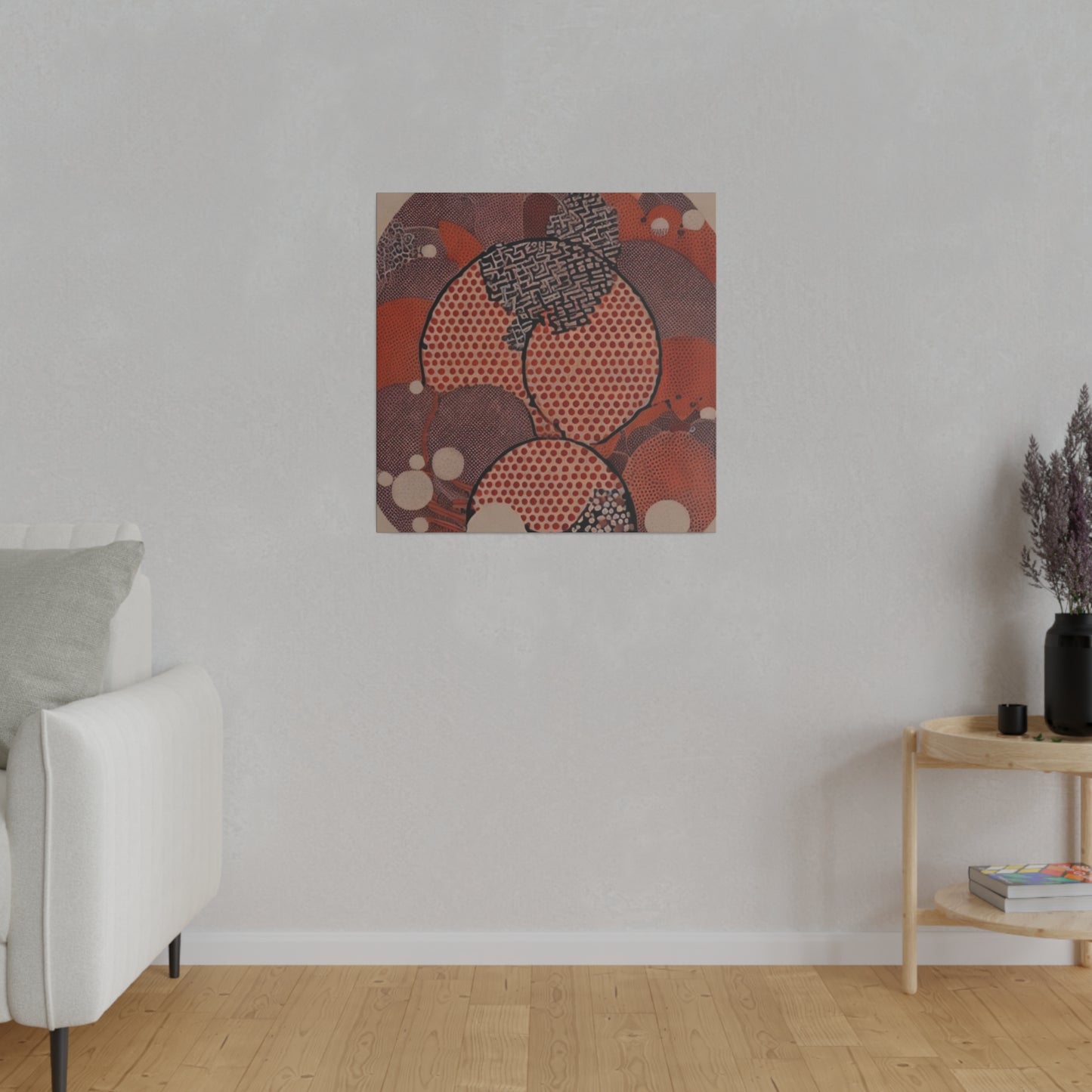 Japandi Organic Red Wall Art Print Matte Canvas