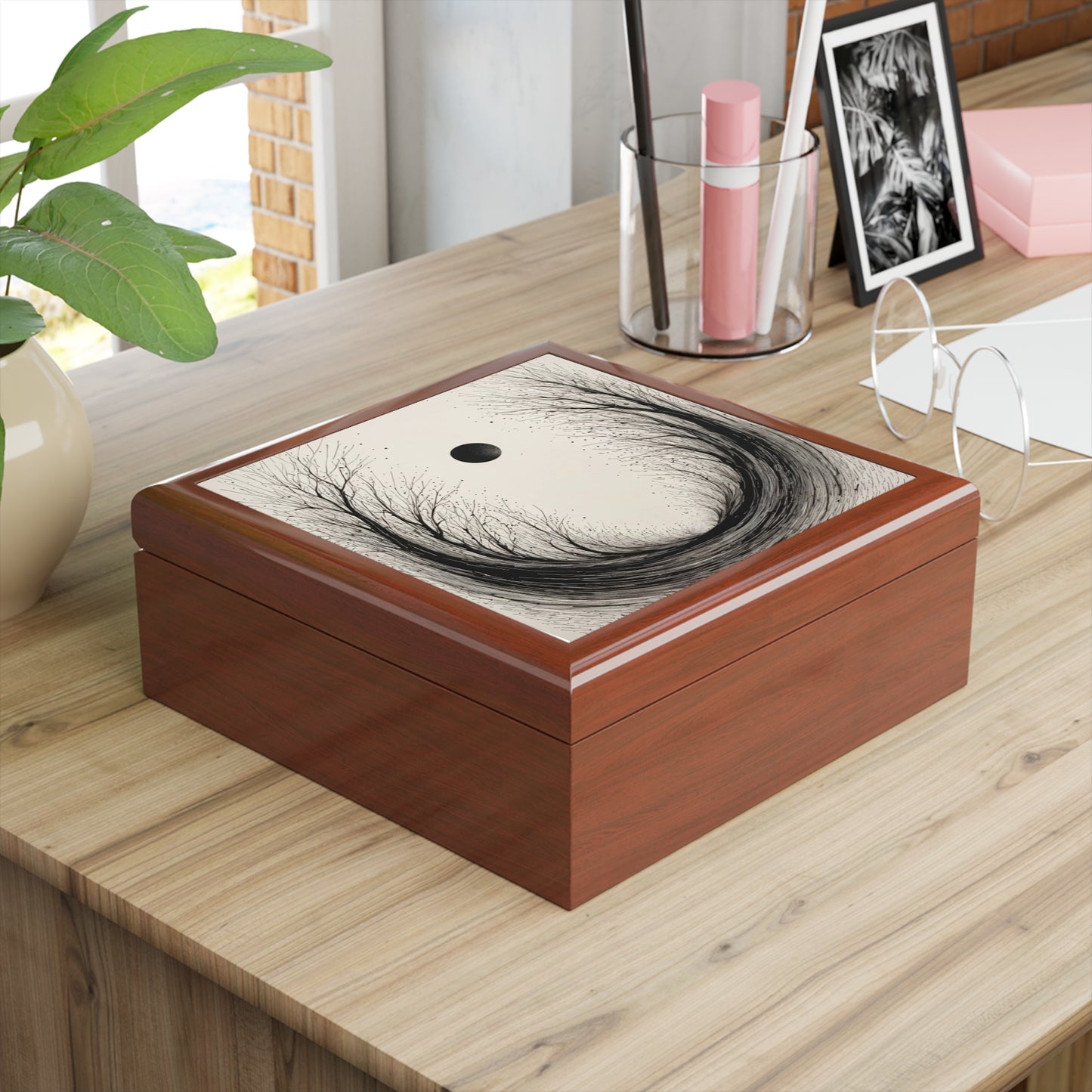 Lunar Veil Custom Art Jewelry Box – Handmade Decorative Keepsake Storage for Gifts, Memorials & Special Occasions