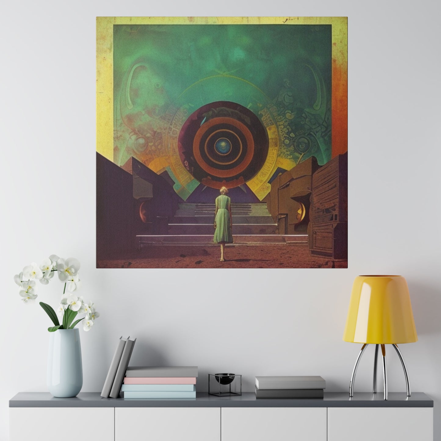 Retro Oracle Science Fiction Art House Conceptual Wall Art Matte Canvas
