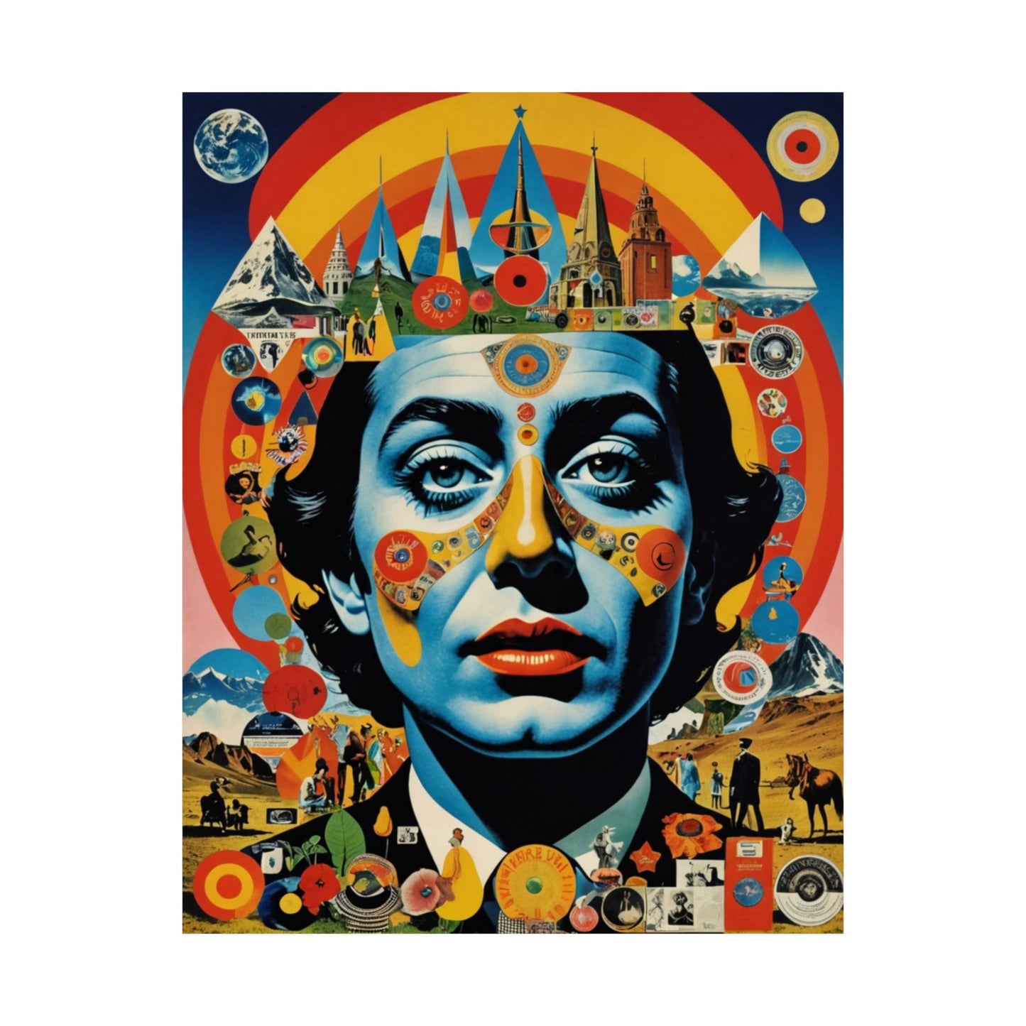 Sacred Geometry Crown|Dada Psychedelic Collage Satin Poster (11x14”)
