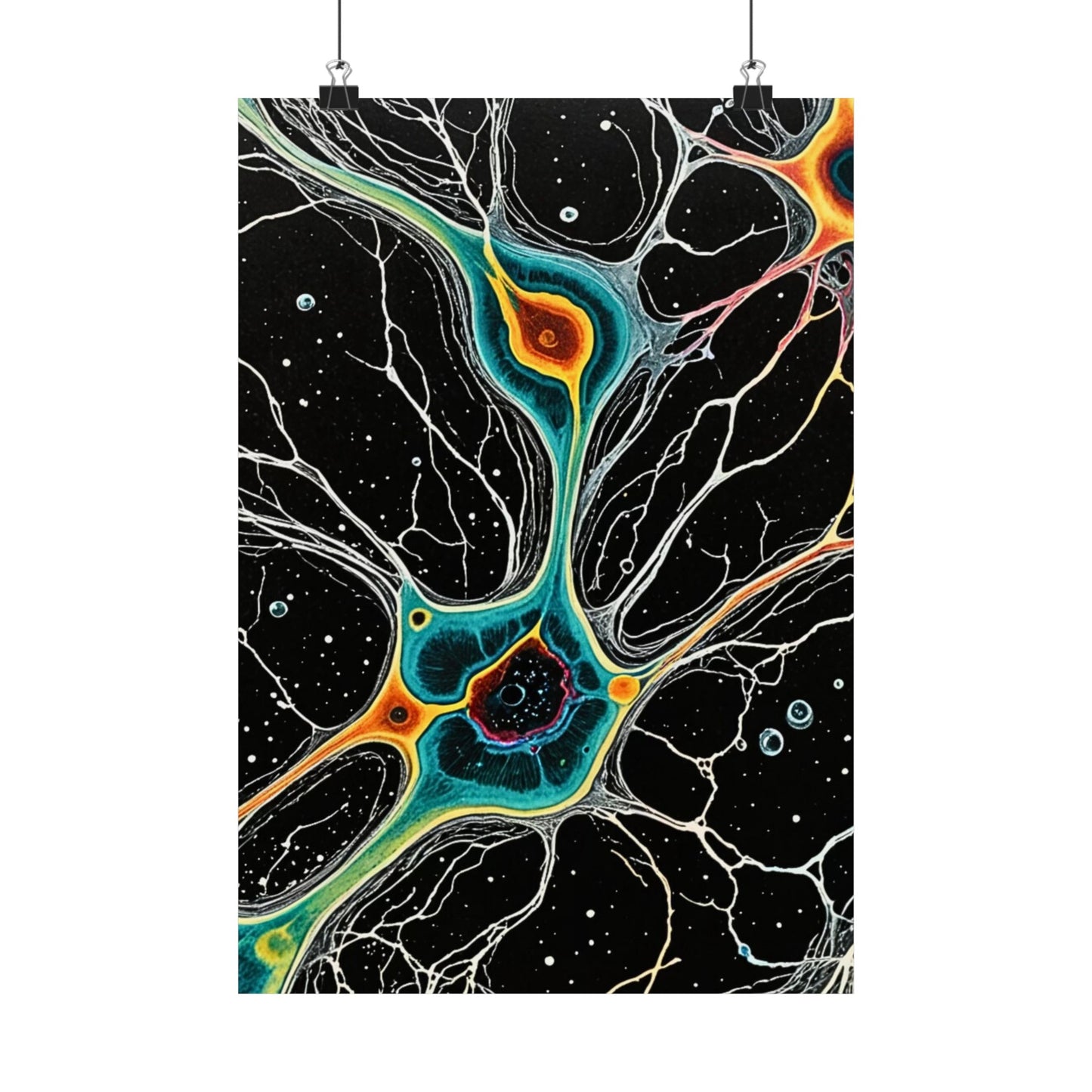 Neon Neurons Matte Vertical Posters