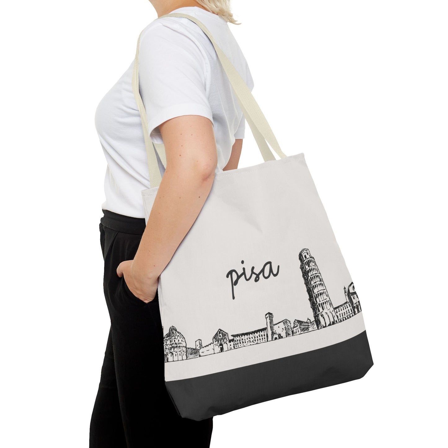 Pisa Travel Tote Bag – Lightweight Wanderlight Tote, Skyline Design, Durable Everyday Adventure Bag