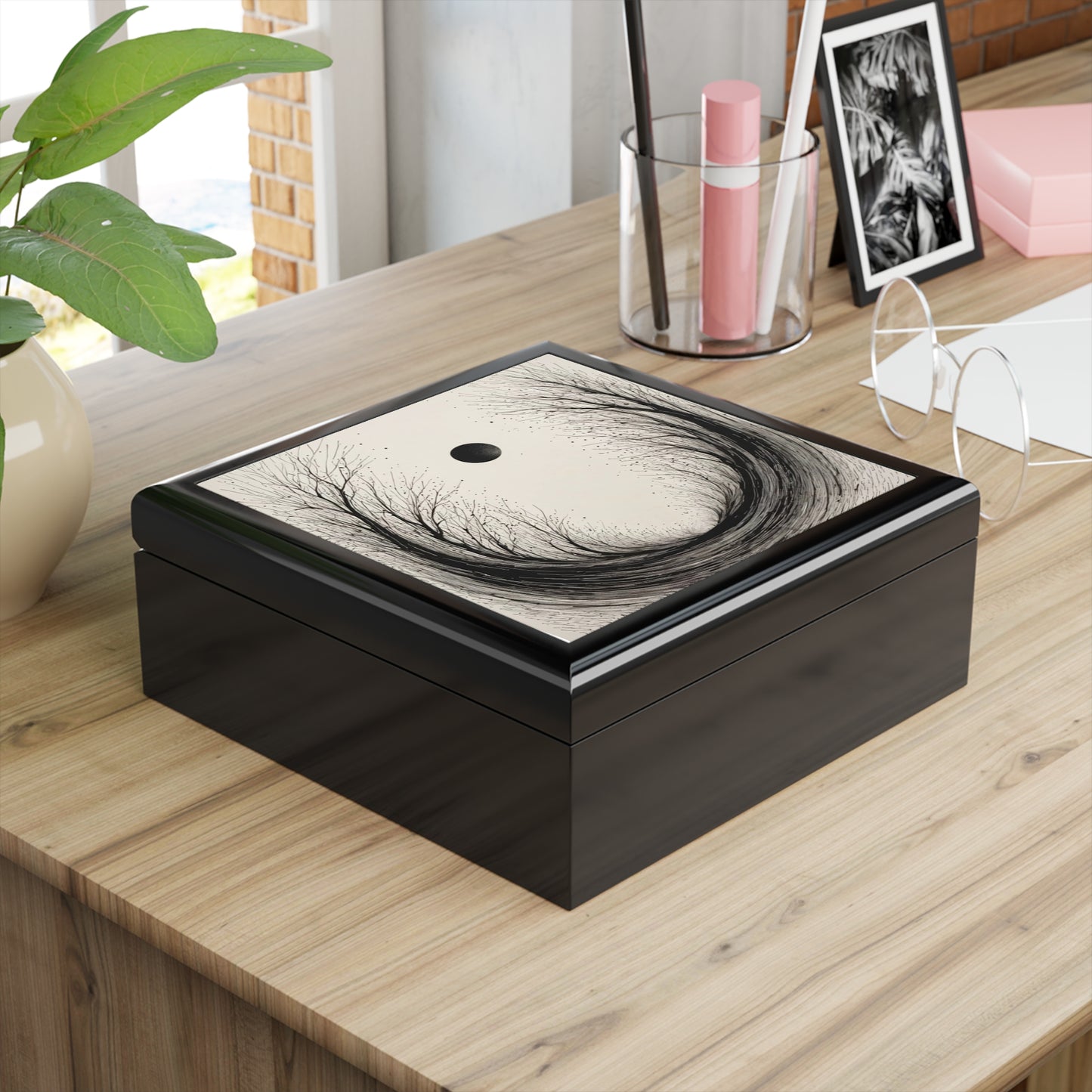 Lunar Veil Custom Art Jewelry Box – Handmade Decorative Keepsake Storage for Gifts, Memorials & Special Occasions