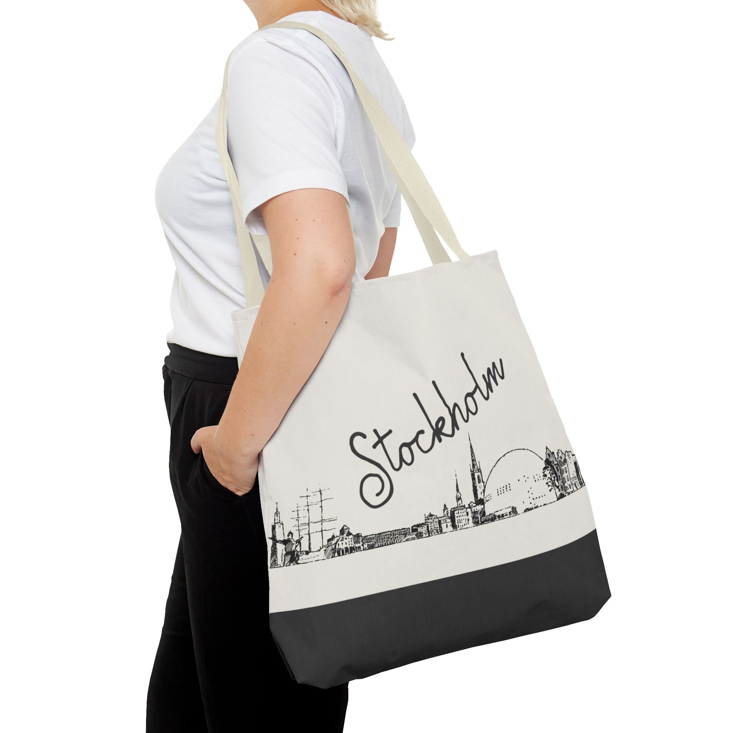 Stockholm Travel Tote Bag – Lightweight Wanderlight Tote, Skyline Design, Durable Everyday Adventure Bag
