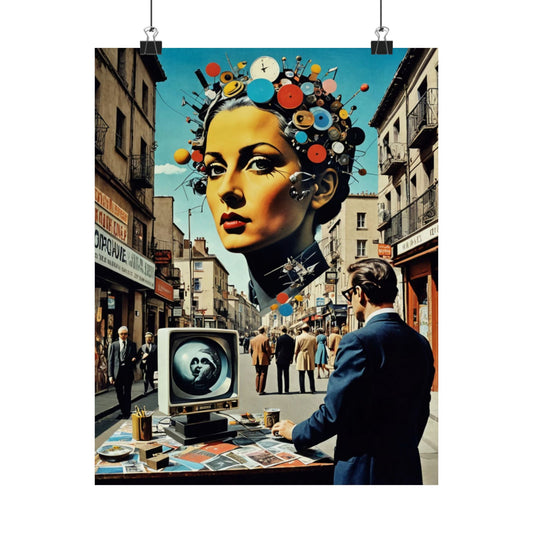 Synthetic Mindscape|Space Art| Dada Psychedelic Collage Satin Poster (11x14”)