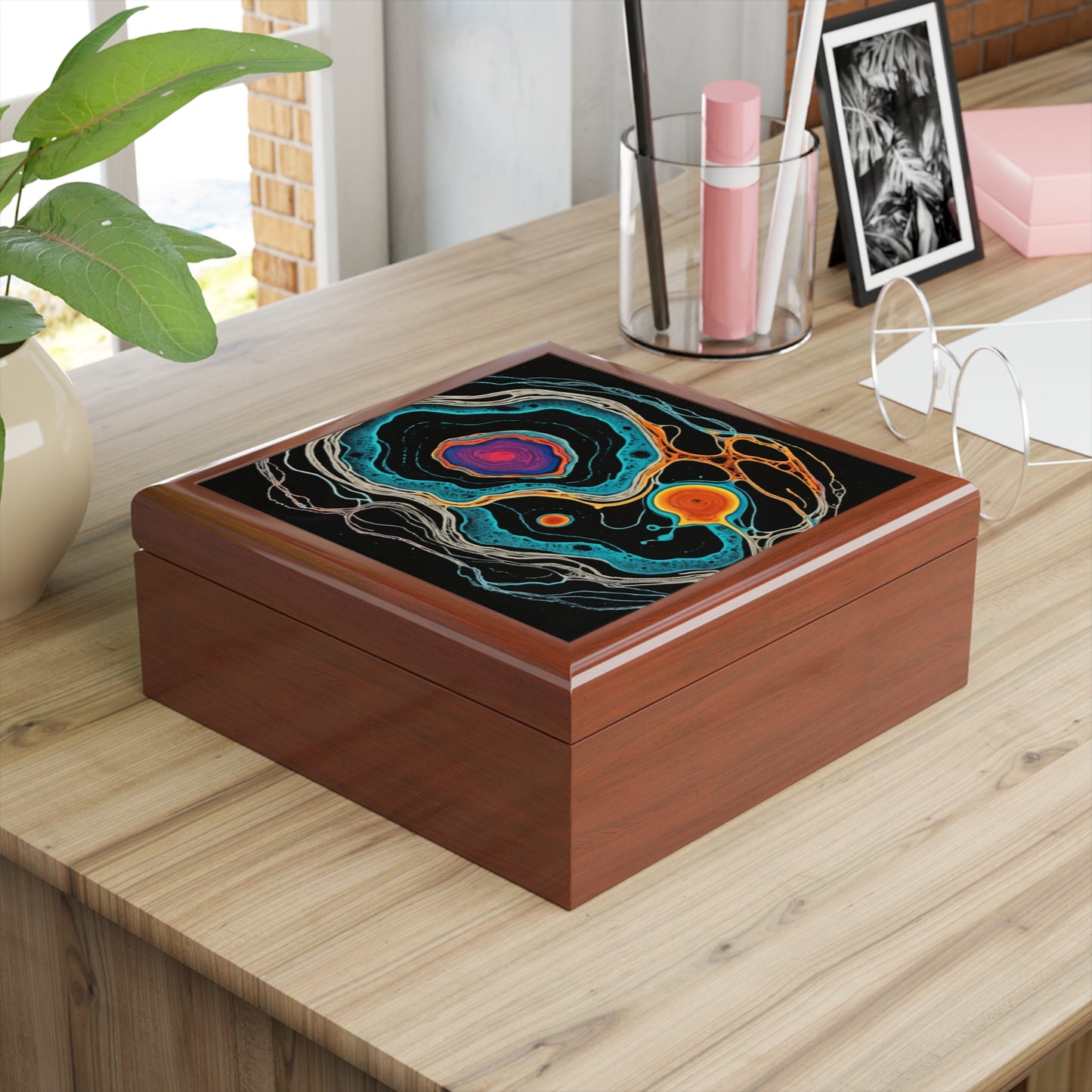 Fractal Pulse Psychedelic Swirl Jewelry Box Cosmic Vortex Design