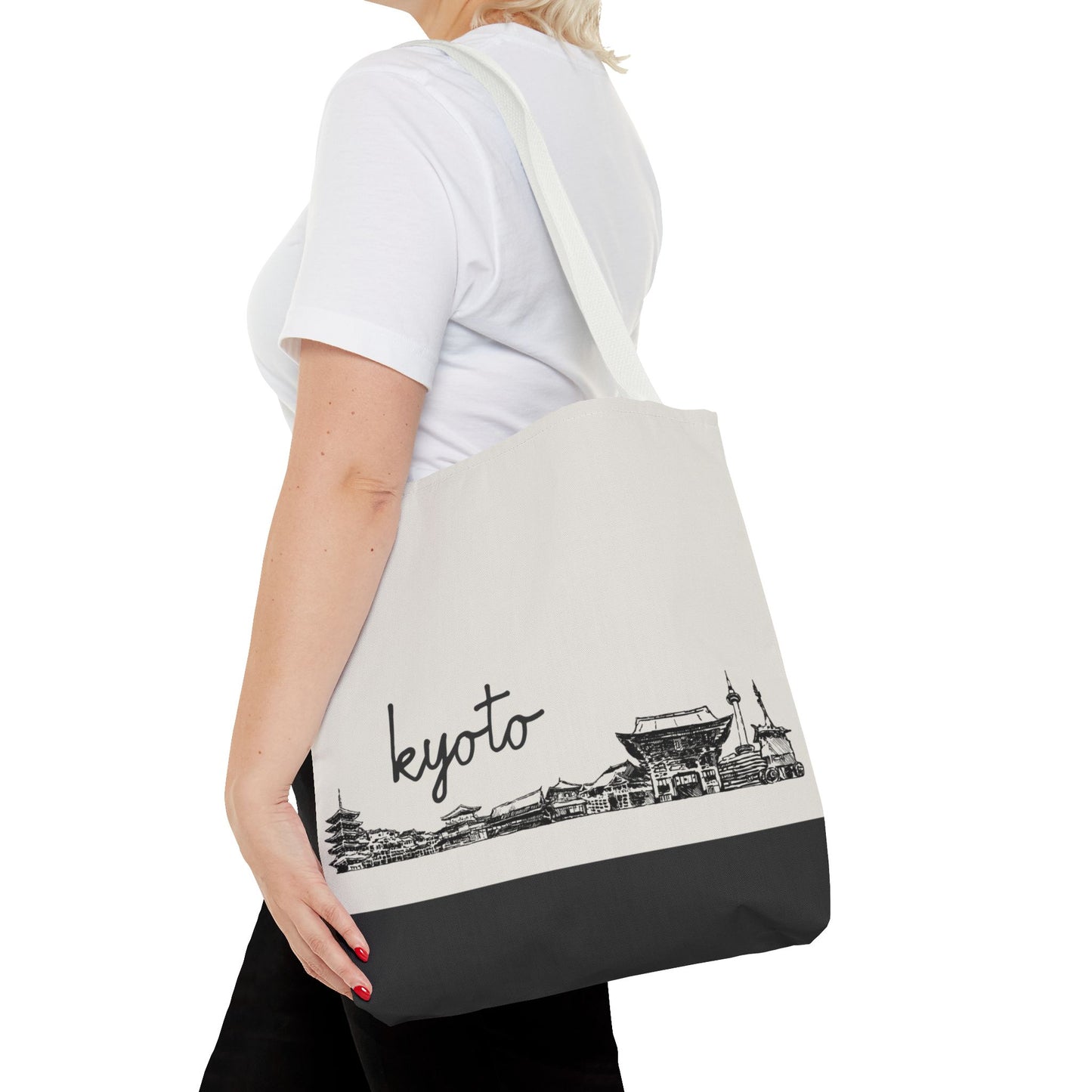 Kyoto Travel Tote Bag – Lightweight Wanderlight Tote, Skyline Design, Durable Everyday Adventure Bag