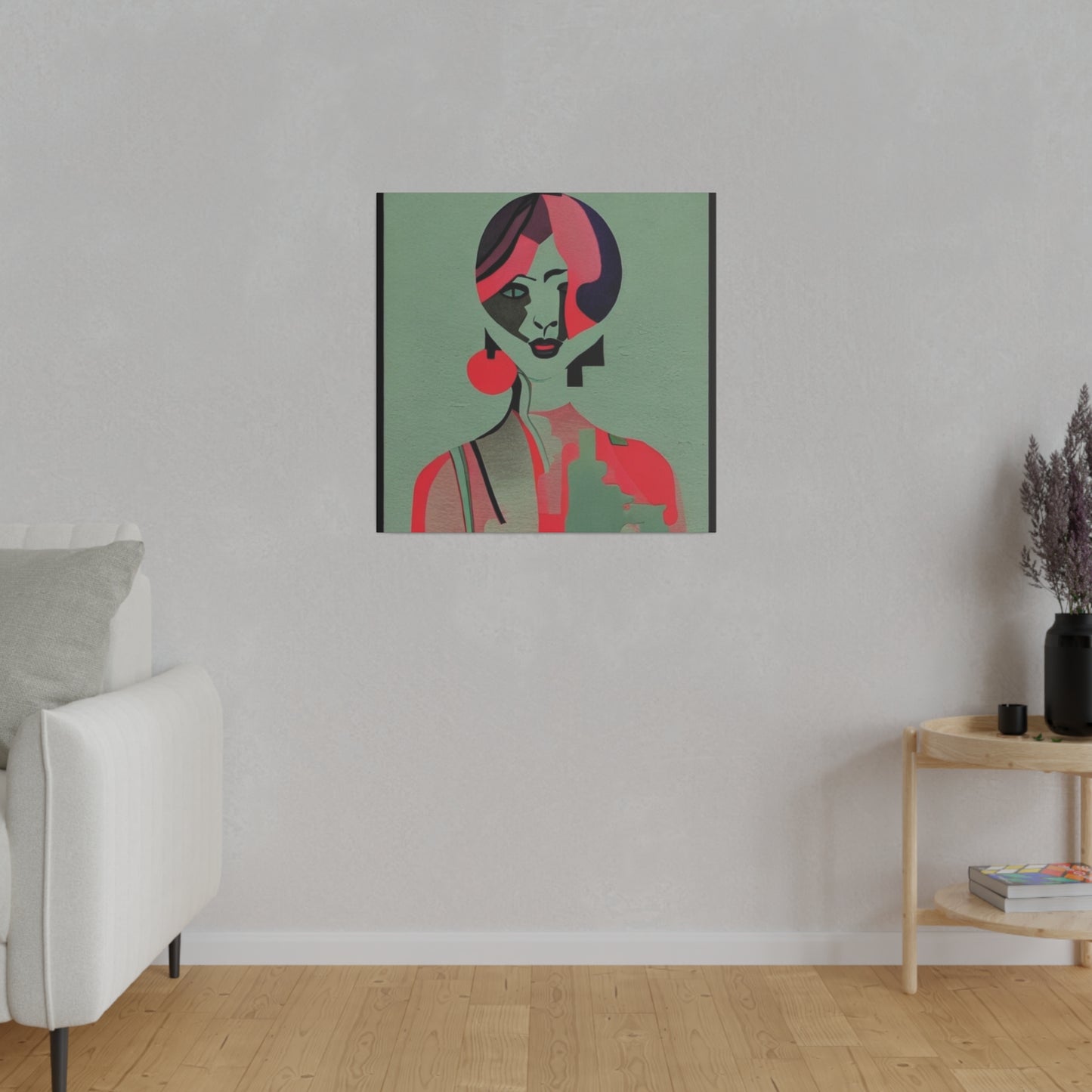 Cherry Bomb Abstract Geometric Portrait Canvas Wall Art