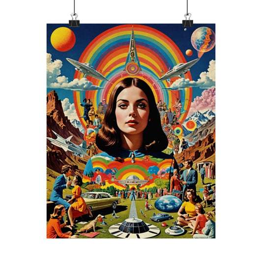 Radiant Arrival|Dada Psychedelic Collage Satin Poster (11x14”)