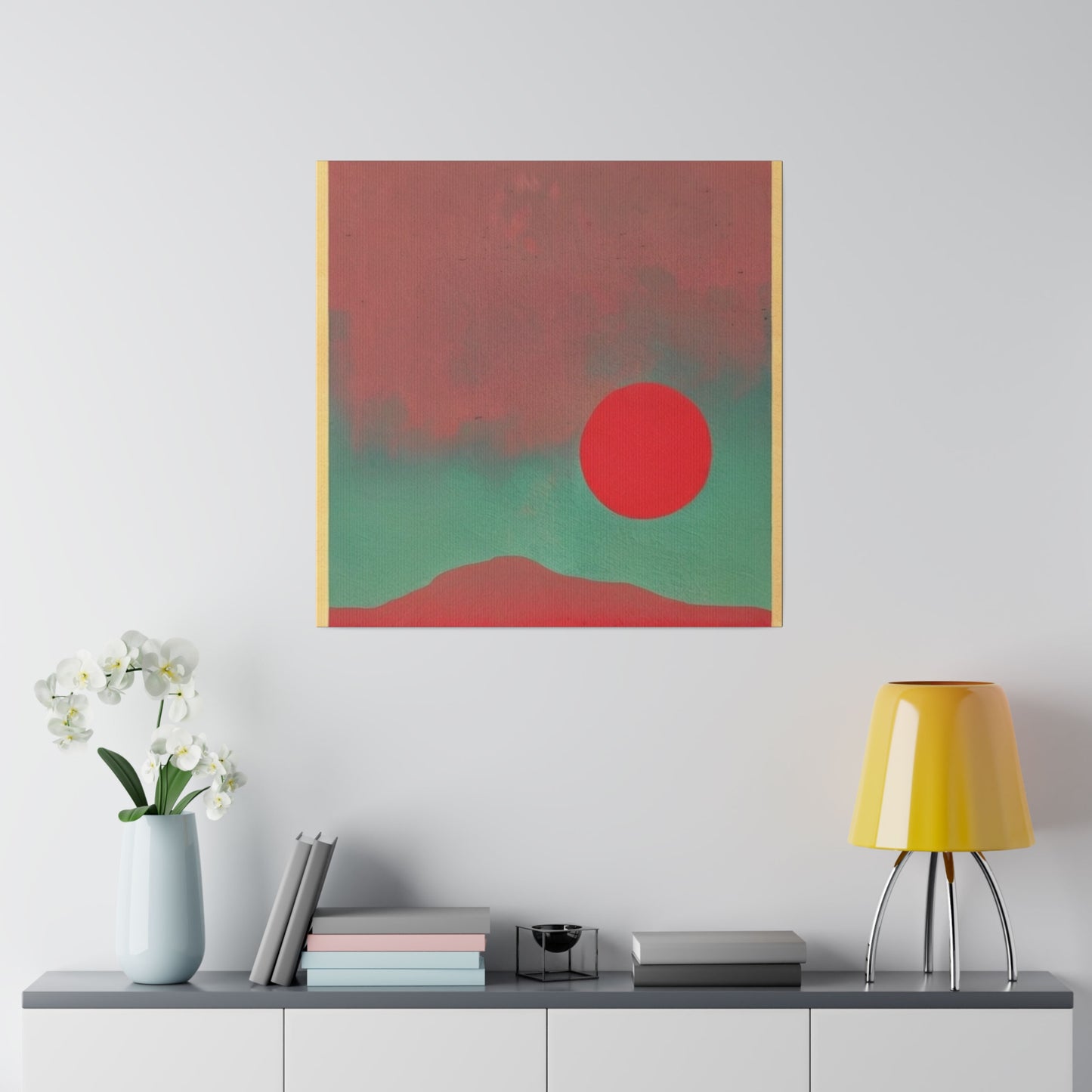 Crimson Dawn: Study of the Sun Landscape Canvas Wall Art