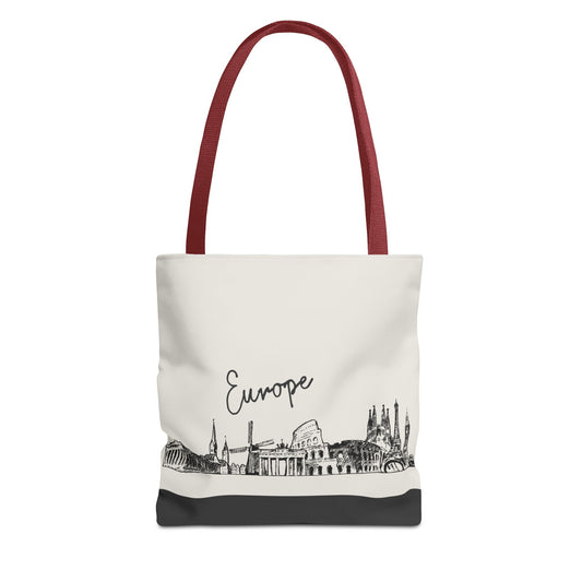 Europe Travel Tote Bag – Lightweight Wanderlight Tote, Skyline Design, Durable Everyday Adventure Bag