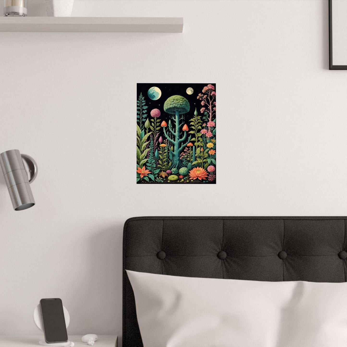 Twin Moons Meadow – Psychedelic Forest Fantasy Print | Surreal Psychedelic Fantasy Posters – Whimsical Fine Art Wall Prints