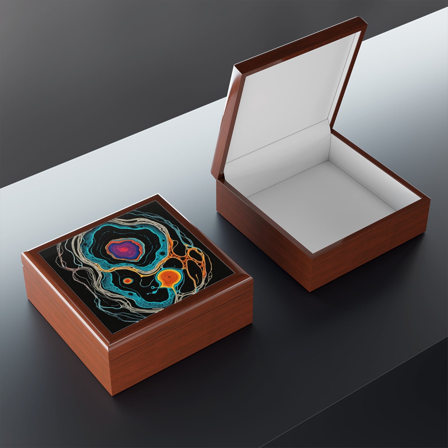 Fractal Pulse Psychedelic Swirl Jewelry Box Cosmic Vortex Design