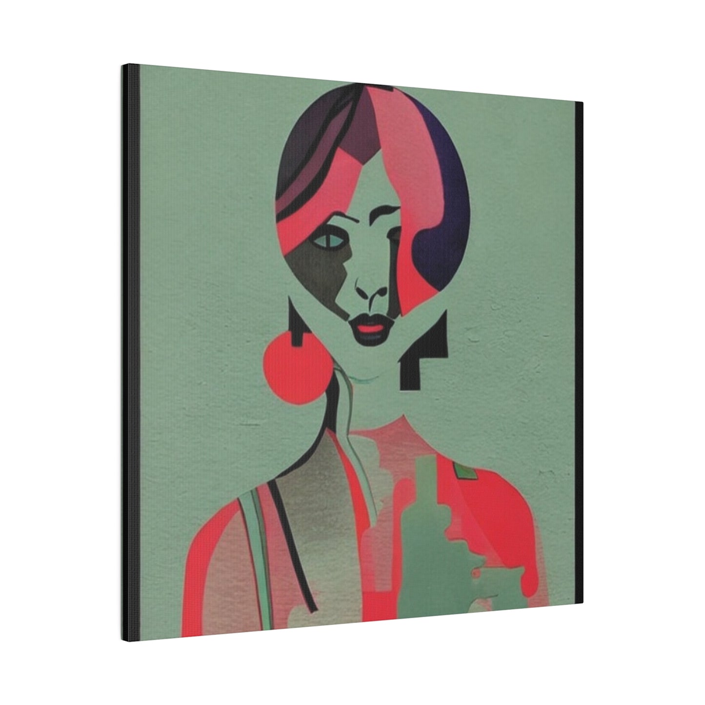 Cherry Bomb Abstract Geometric Portrait Canvas Wall Art