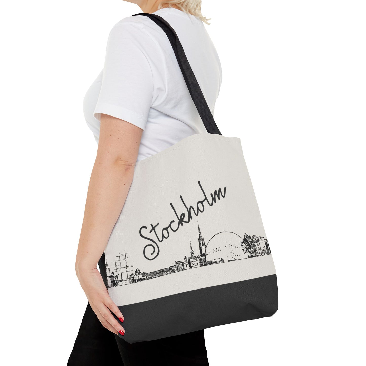 Stockholm Travel Tote Bag – Lightweight Wanderlight Tote, Skyline Design, Durable Everyday Adventure Bag