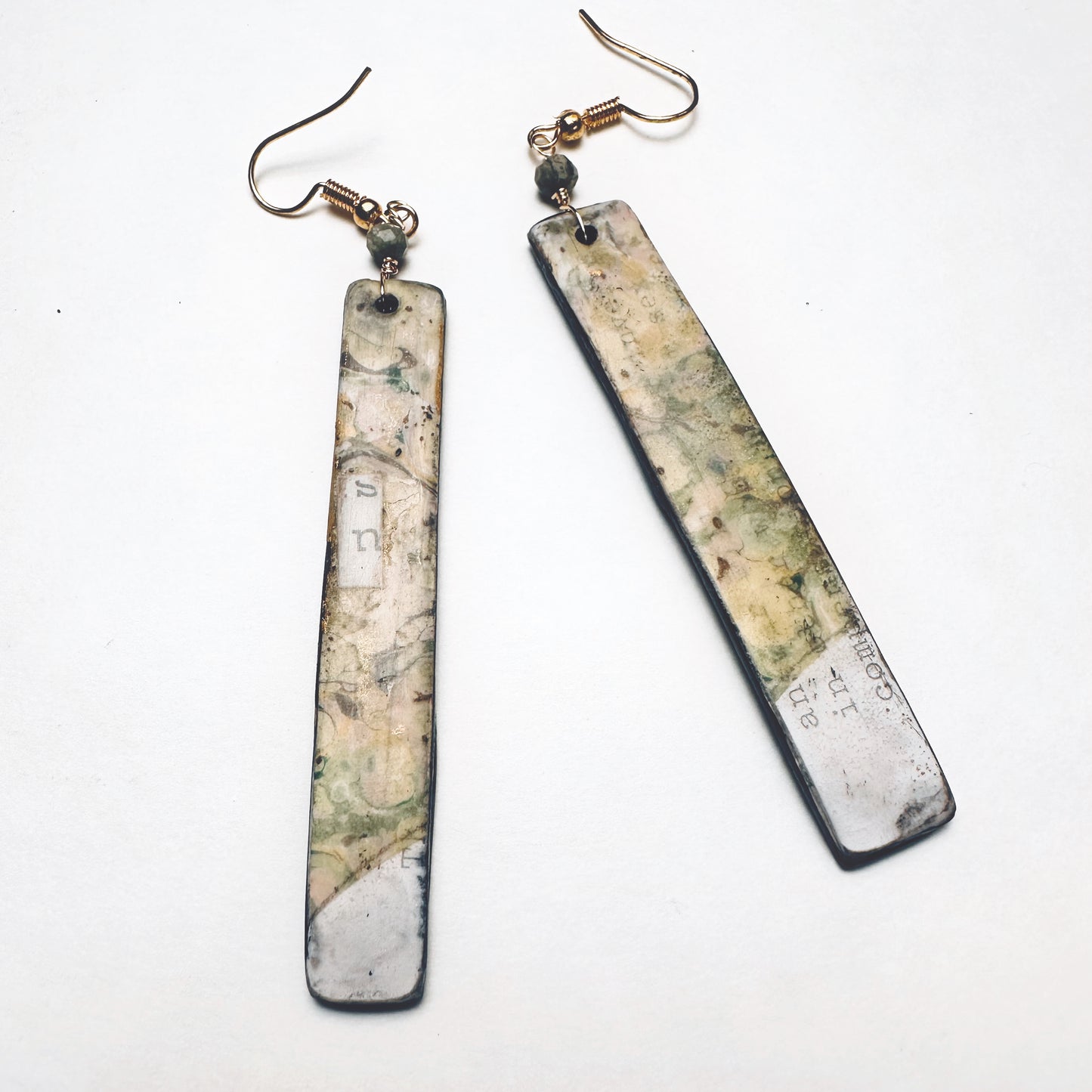 Ephemera Palimpsest Earrings – Handmade Mixed Media Wearable Art
