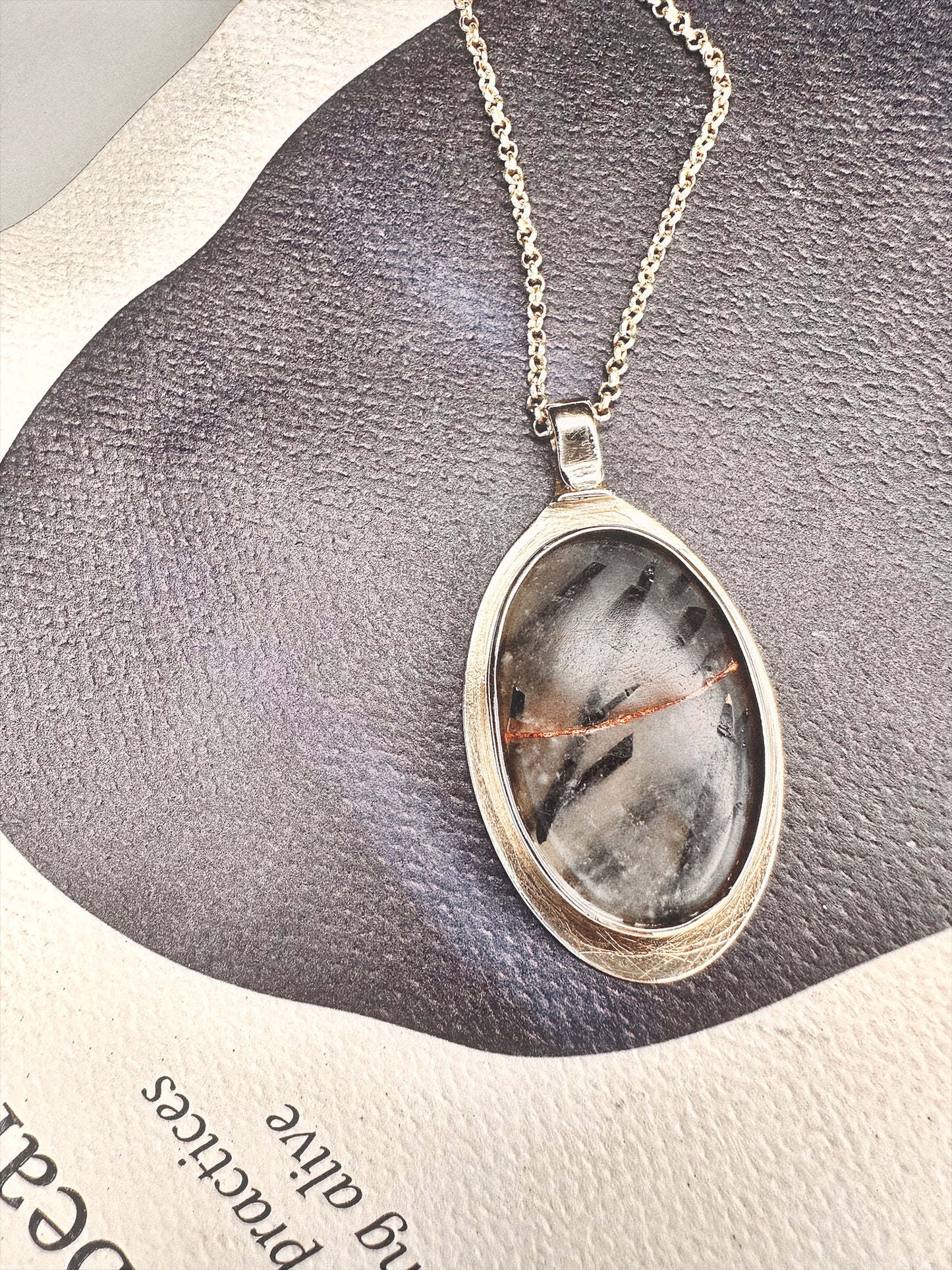 Reforged Echo: Reticulated Quartz & Bronze Mica Pendant Necklace