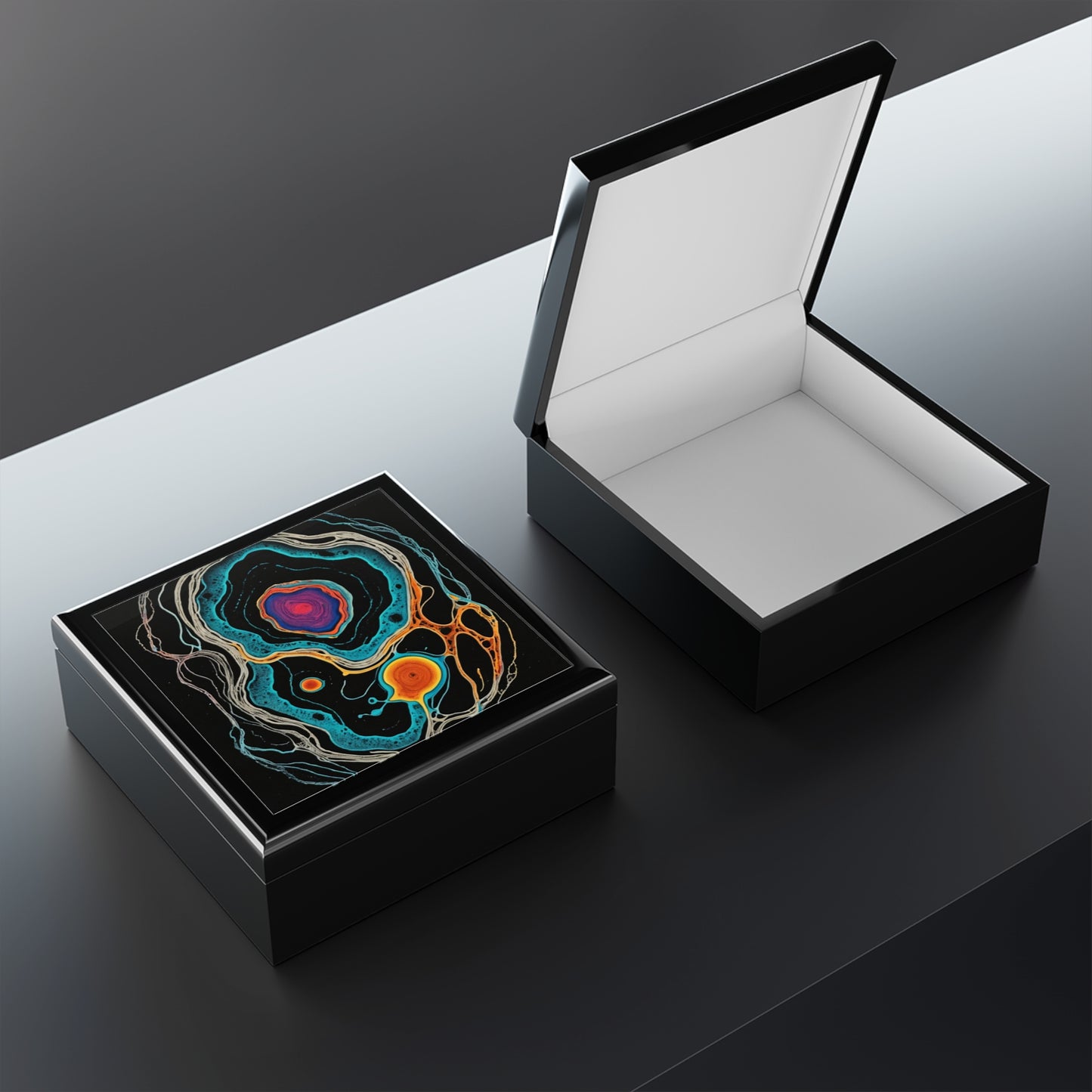 Fractal Pulse Psychedelic Swirl Jewelry Box Cosmic Vortex Design