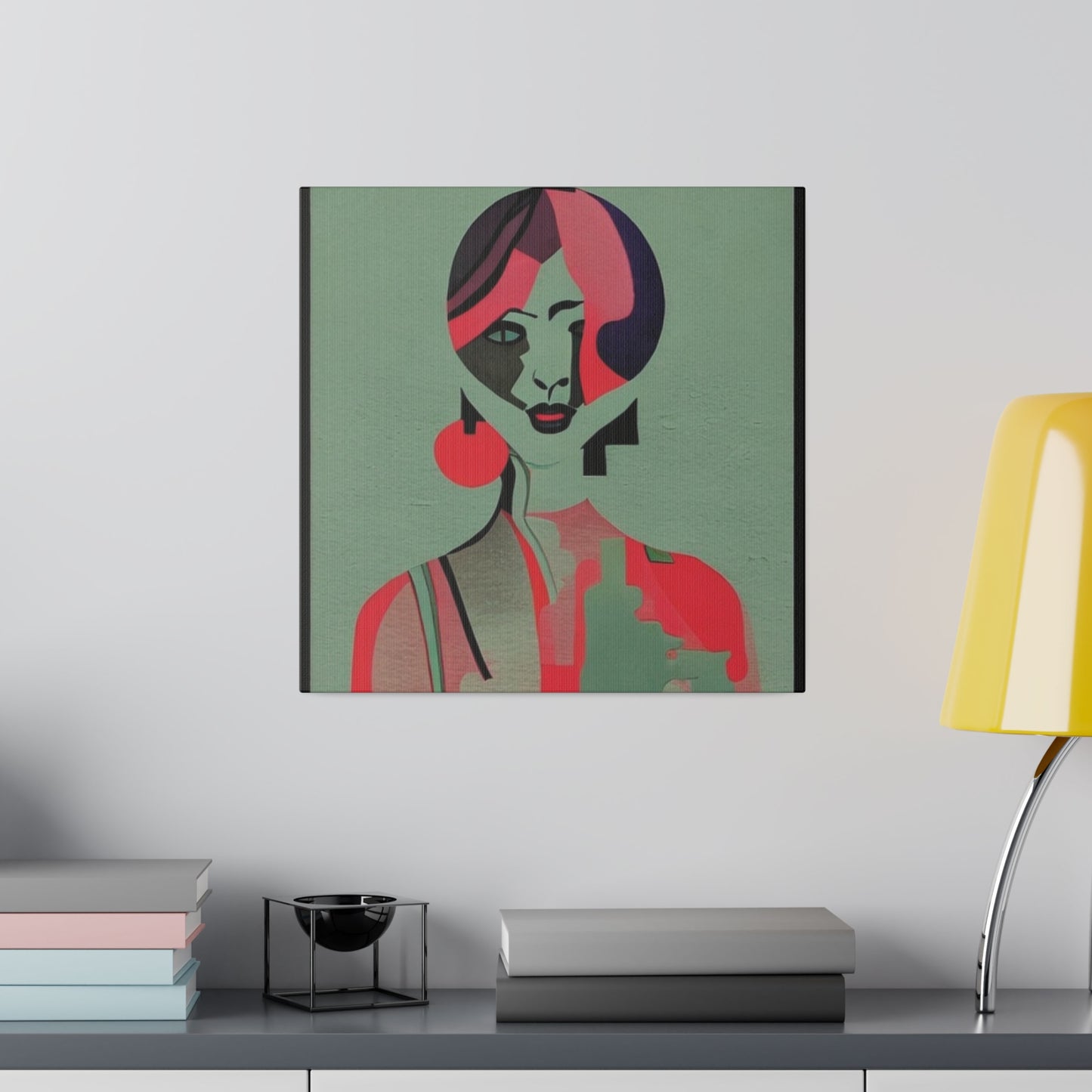 Cherry Bomb Abstract Geometric Portrait Canvas Wall Art