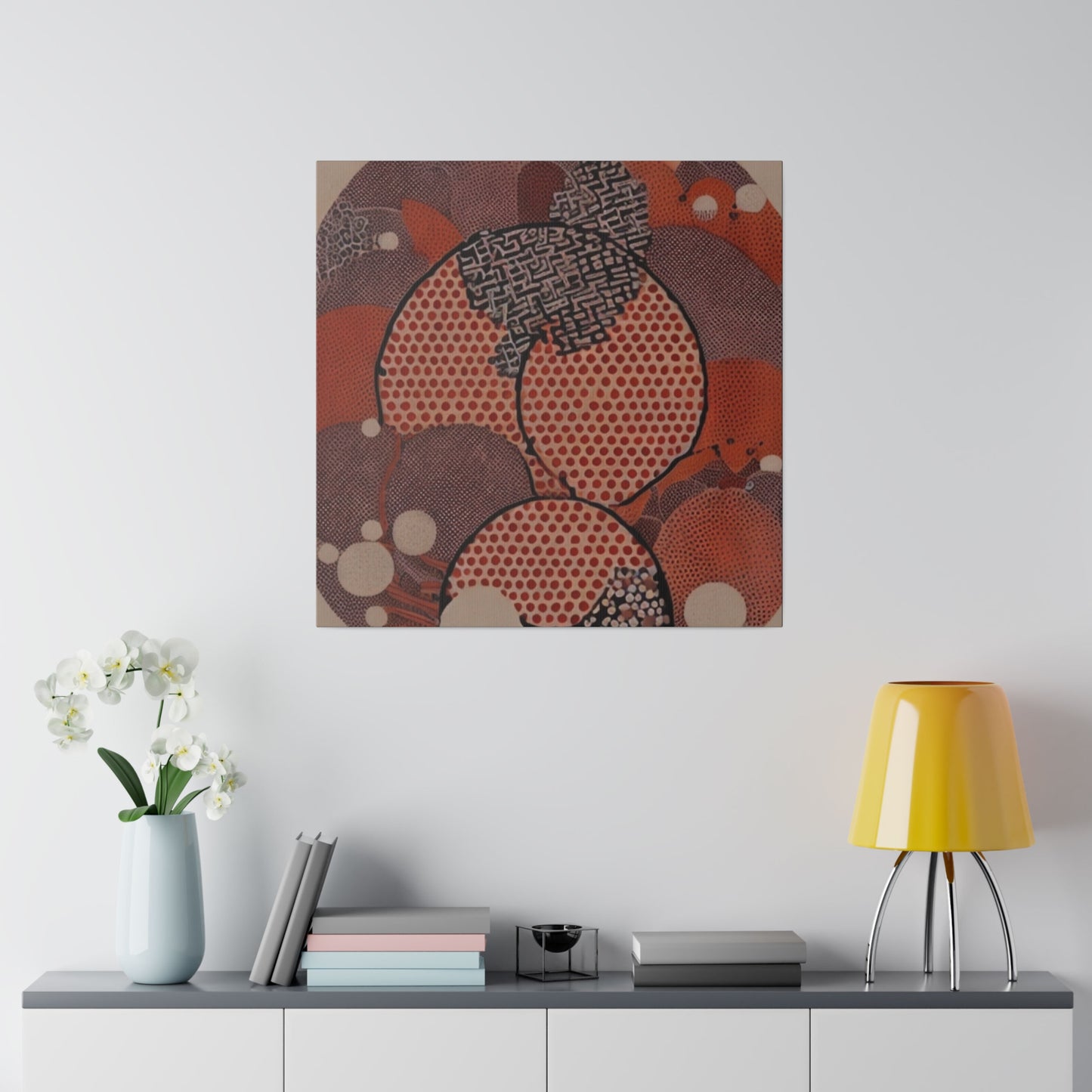 Japandi Organic Red Wall Art Print Matte Canvas