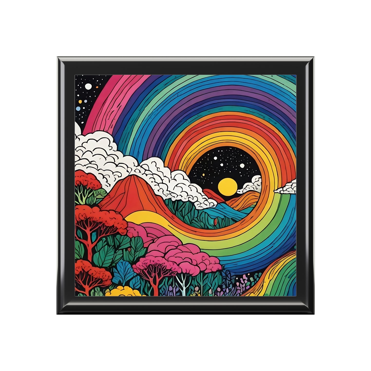 Rainbow Road Custom Art Jewelry box of Contemporary Black & White Jewelry Box - Elegant Storage for Accessories