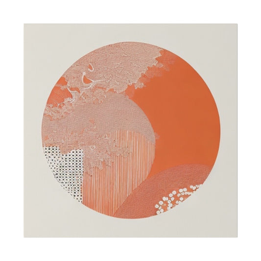 Japandi Orange Geometric Vintage Wall Art on Matte Canvas