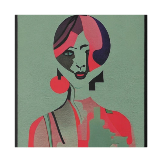 Cherry Bomb Abstract Geometric Portrait Canvas Wall Art