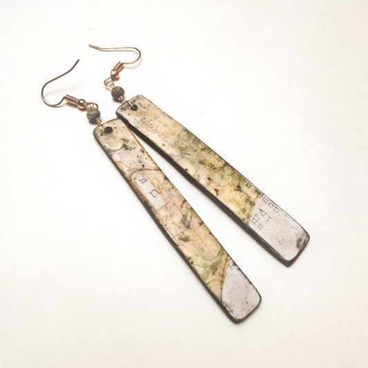 Ephemera Palimpsest Earrings – Handmade Mixed Media Wearable Art