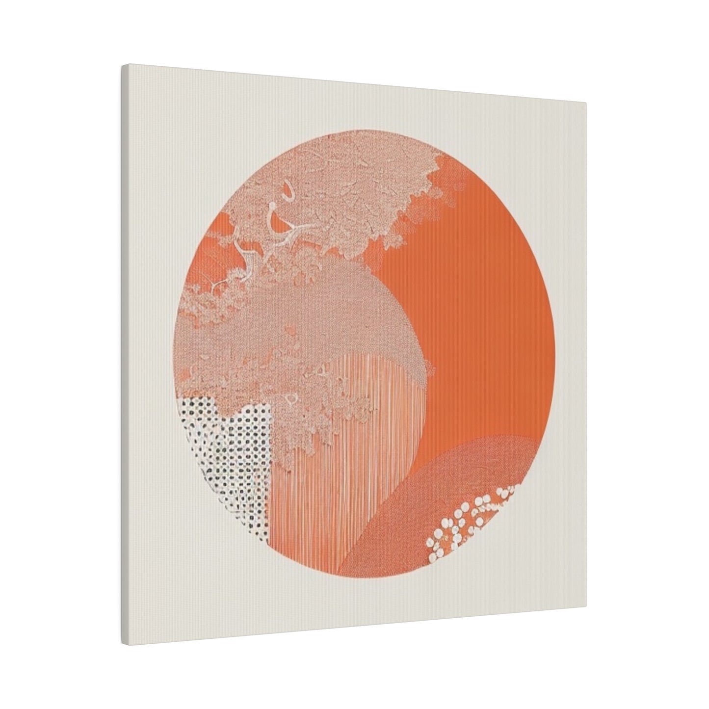 Japandi Orange Geometric Vintage Wall Art on Matte Canvas