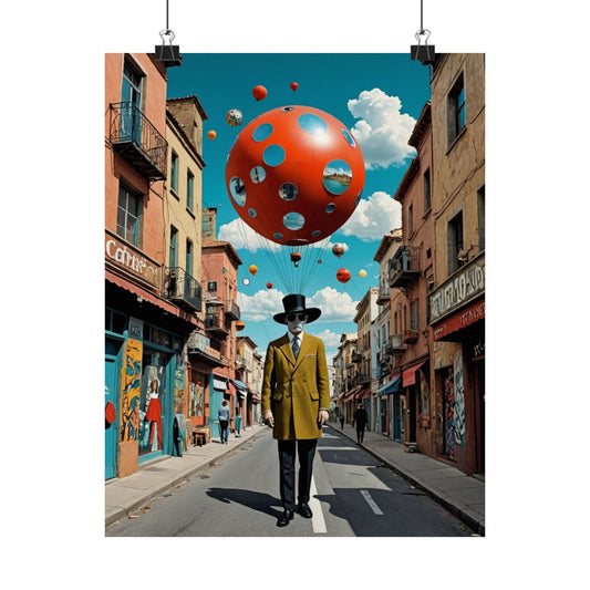 The Balloon Prophet|Dada Psychedelic Collage Satin Poster (11x14”)