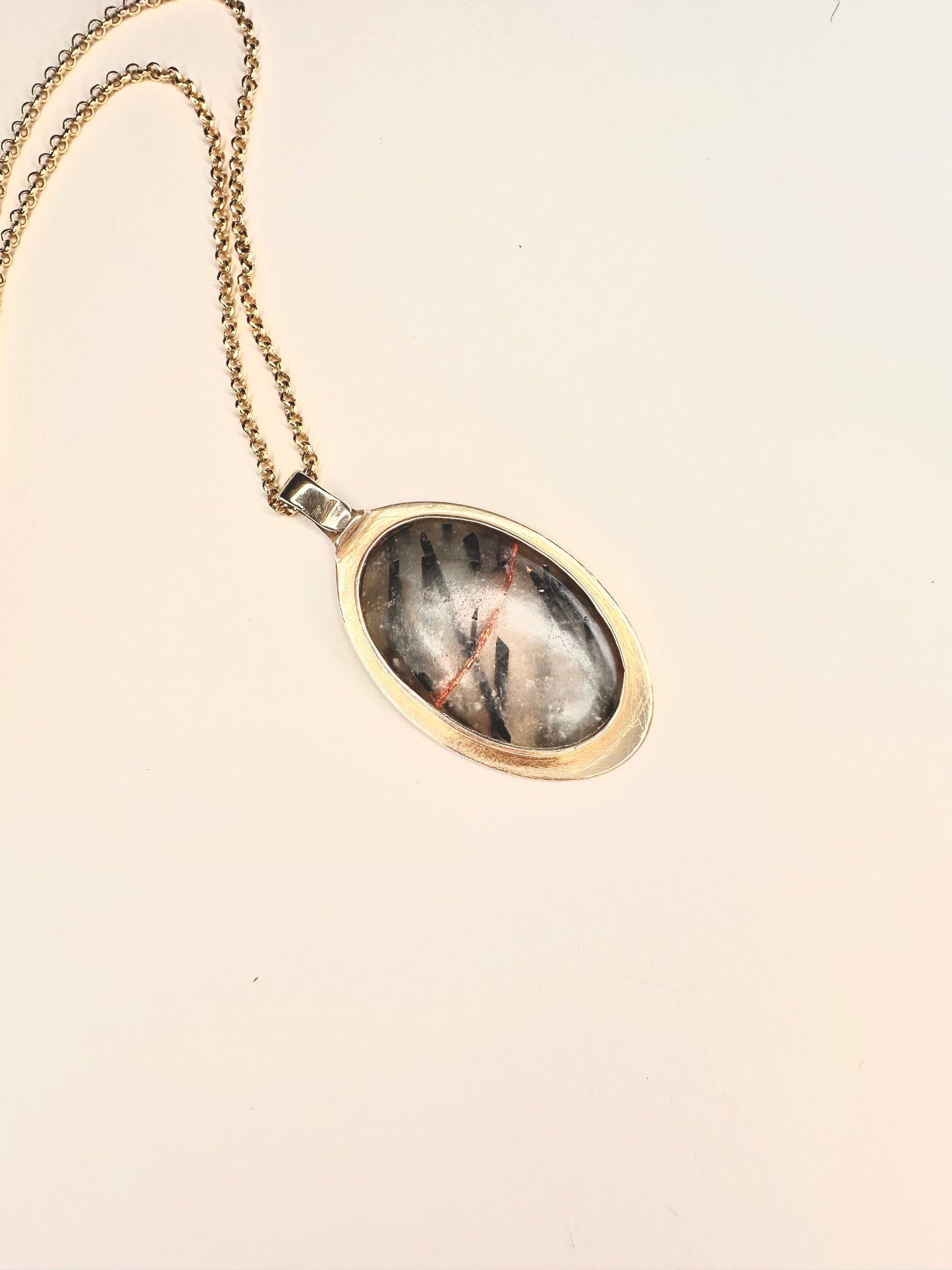 Reforged Echo: Reticulated Quartz & Bronze Mica Pendant Necklace