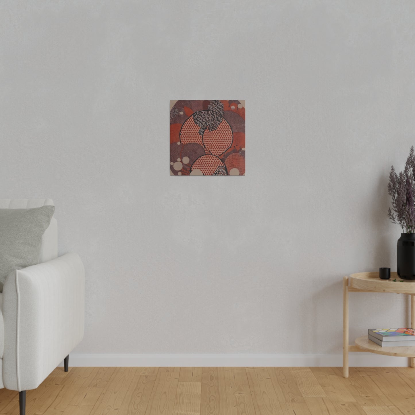 Japandi Organic Red Wall Art Print Matte Canvas